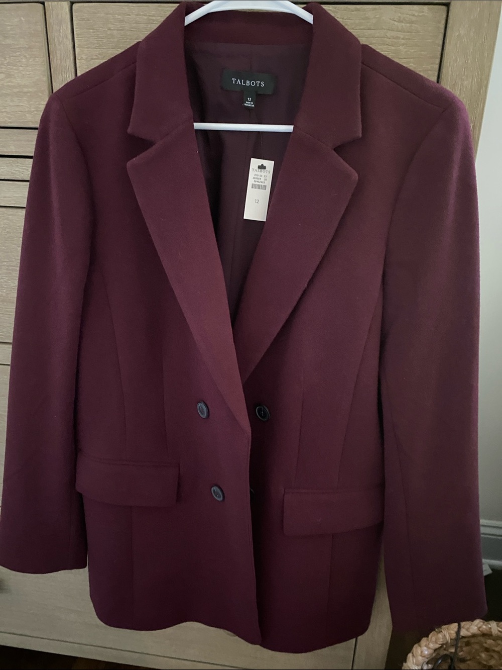 Talbots Women's Double-Breasted Blazer Jacket - Burgundy